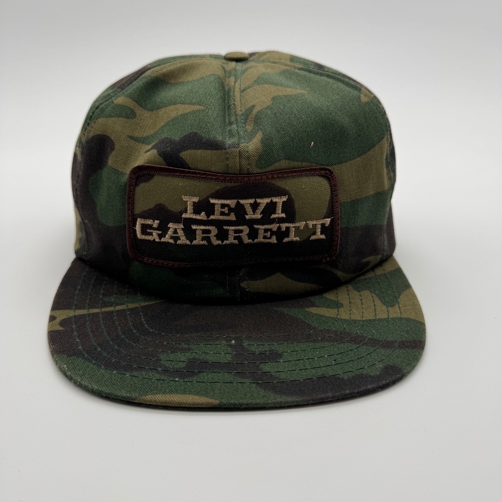 Vintage Levi Garrett Camo Snapback Hat Made in USA Woodland Camouflage Cap